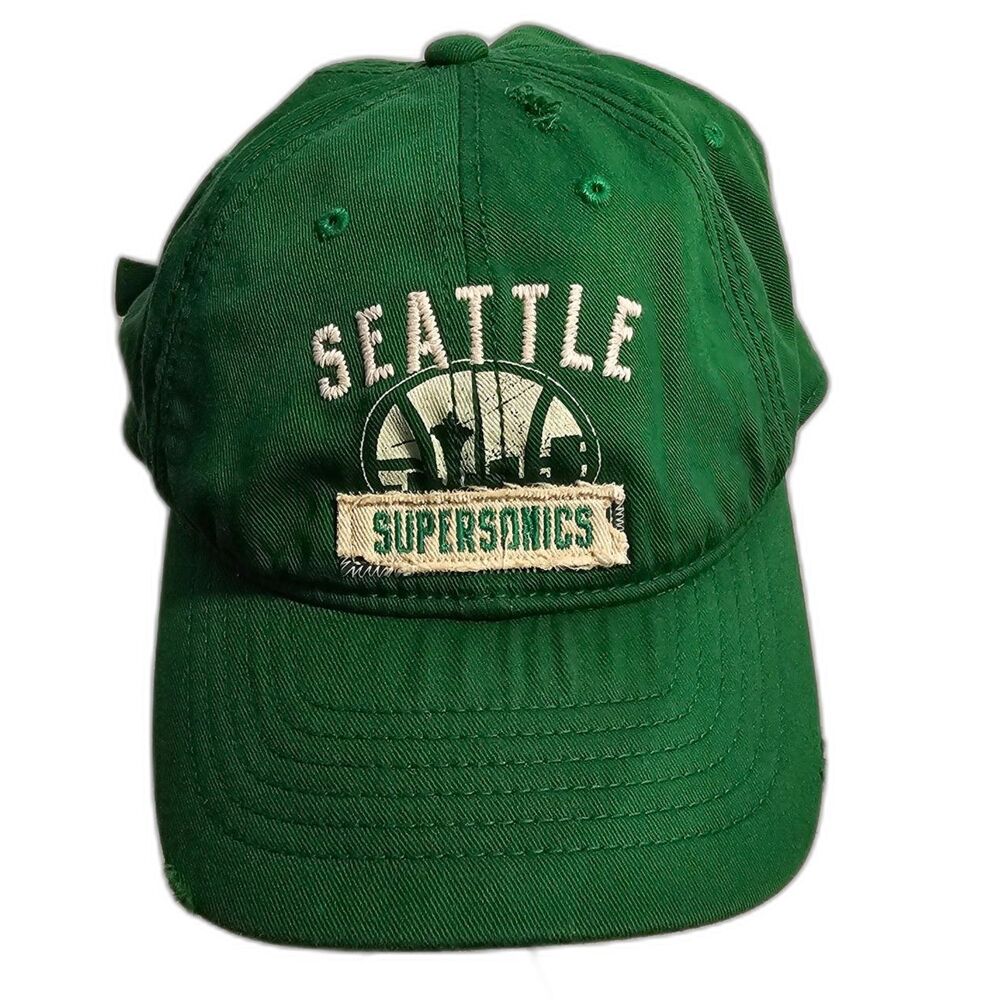Rare Vintage Adidas Seattle Supersonics NBA Torn Look Cotton Hat Baseball Cap